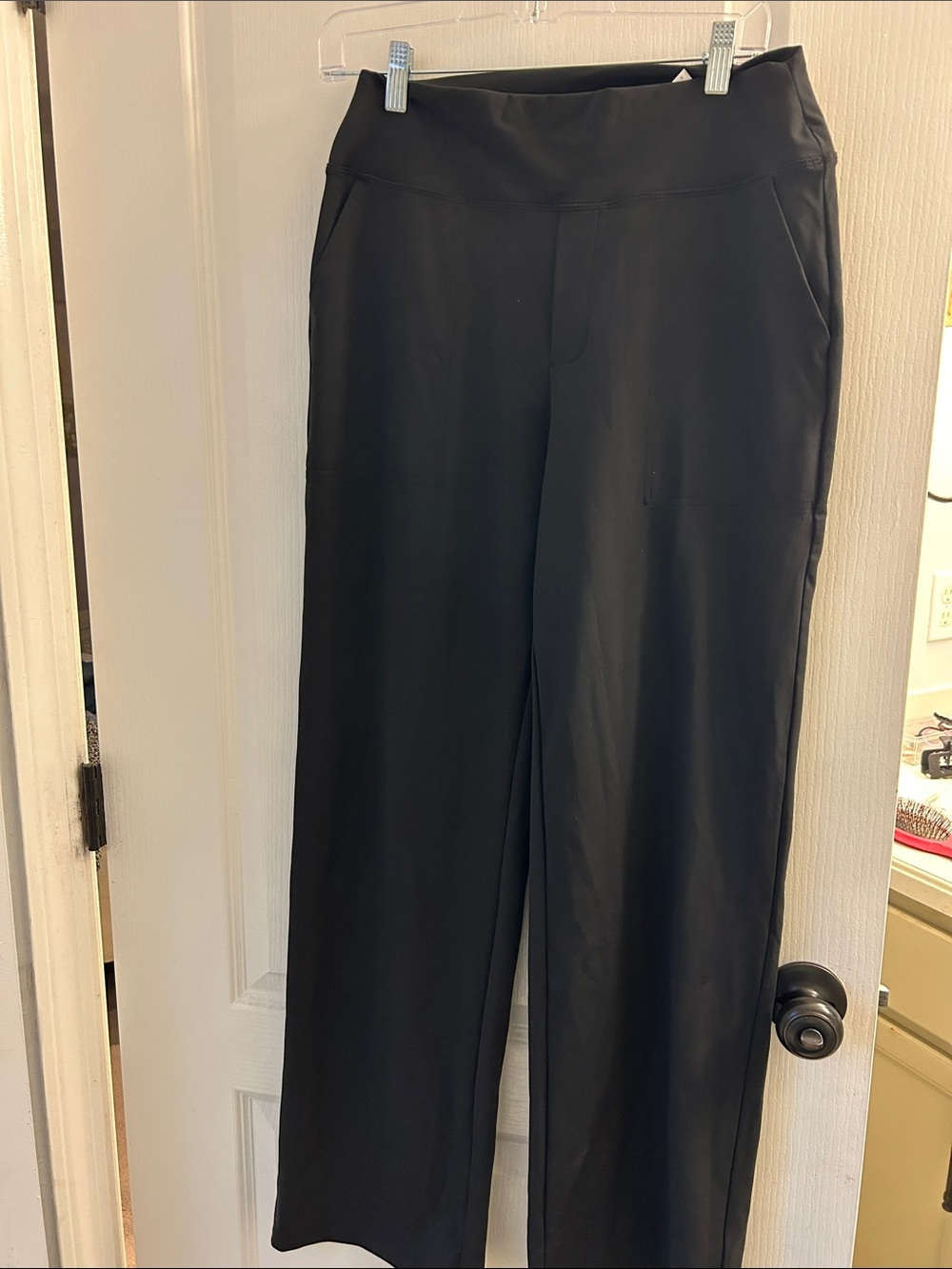 Black Wide-Leg Ponte Pants